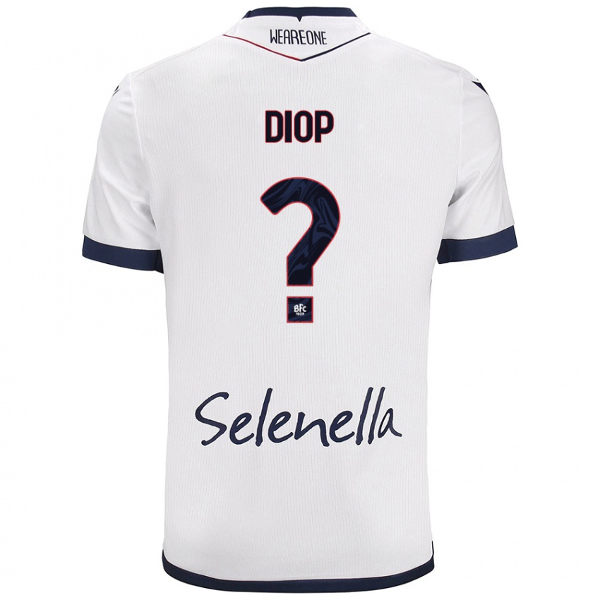 Bambino Maglia Saer Diop #0 Bianco Blu Reale Kit Gara Away 2024/25 Maglietta