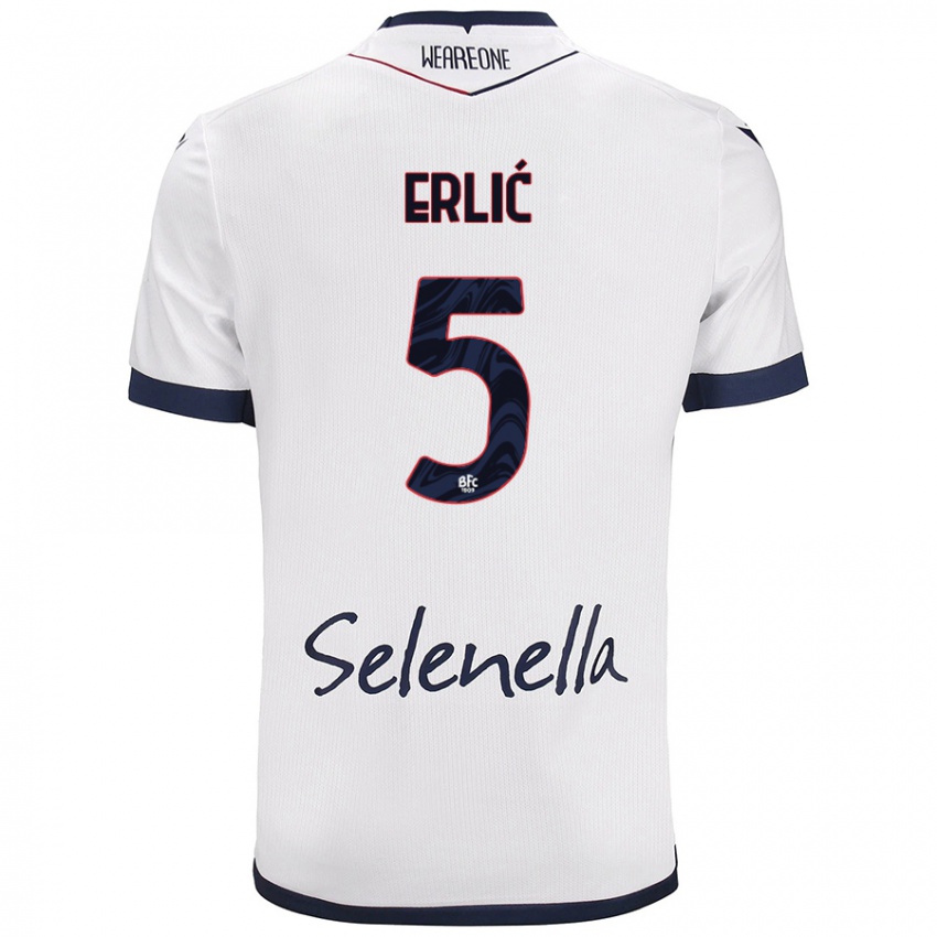 Bambino Maglia Martin Erlić #5 Bianco Blu Reale Kit Gara Away 2024/25 Maglietta