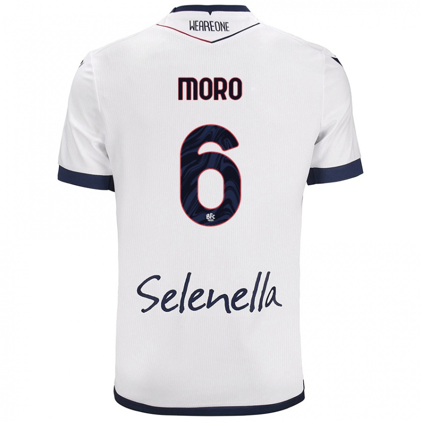 Bambino Maglia Nikola Moro #6 Bianco Blu Reale Kit Gara Away 2024/25 Maglietta