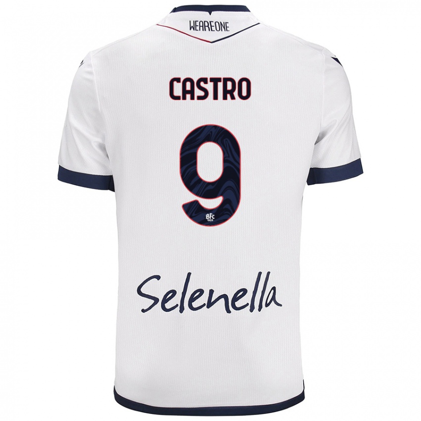 Bambino Maglia Santiago Castro #9 Bianco Blu Reale Kit Gara Away 2024/25 Maglietta