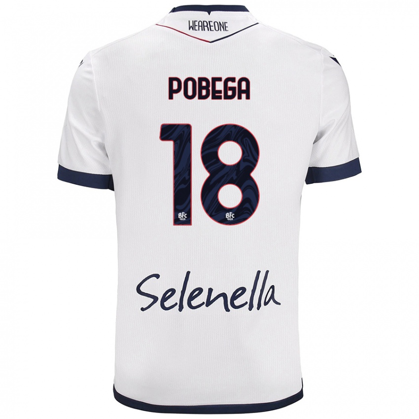 Bambino Maglia Tommaso Pobega #18 Bianco Blu Reale Kit Gara Away 2024/25 Maglietta