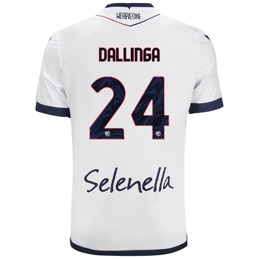 Bambino Maglia Thijs Dallinga #24 Bianco Blu Reale Kit Gara Away 2024/25 Maglietta