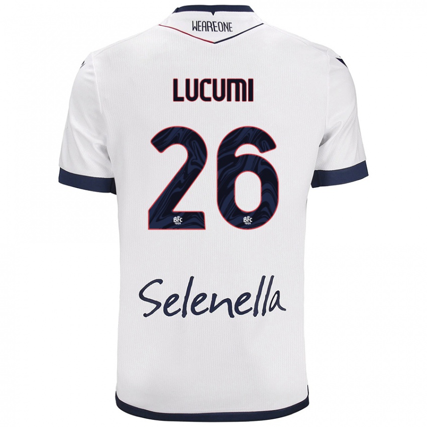 Bambino Maglia Jhon Lucumí #26 Bianco Blu Reale Kit Gara Away 2024/25 Maglietta