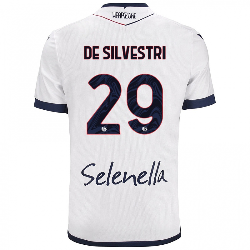 Bambino Maglia Lorenzo De Silvestri #29 Bianco Blu Reale Kit Gara Away 2024/25 Maglietta