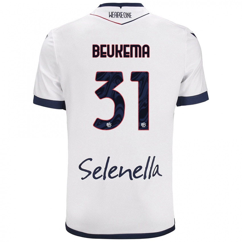 Bambino Maglia Sam Beukema #31 Bianco Blu Reale Kit Gara Away 2024/25 Maglietta