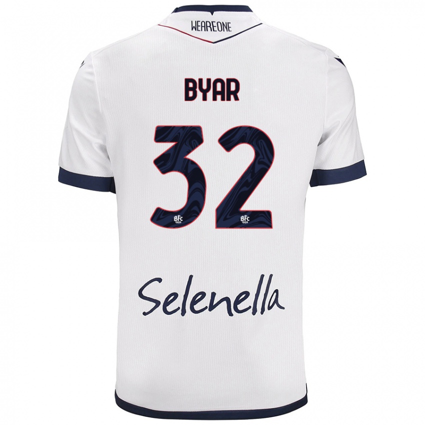 Bambino Maglia Naïm Byar #32 Bianco Blu Reale Kit Gara Away 2024/25 Maglietta