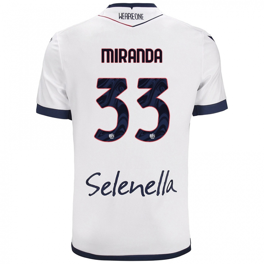 Bambino Maglia Juan Miranda #33 Bianco Blu Reale Kit Gara Away 2024/25 Maglietta