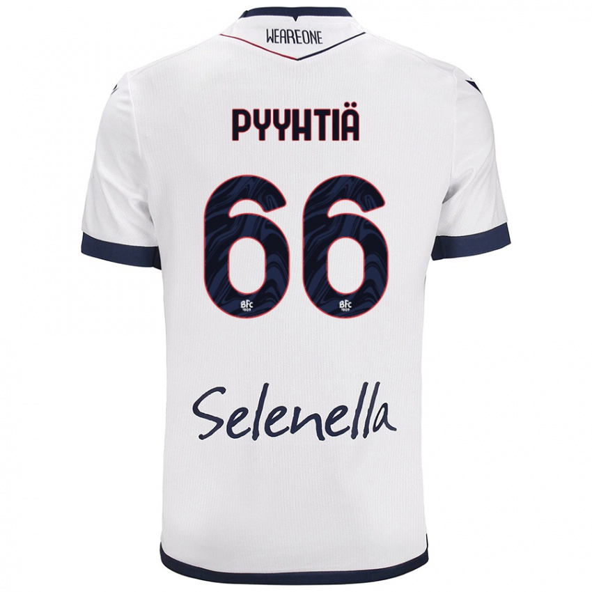 Bambino Maglia Niklas Pyyhtiä #66 Bianco Blu Reale Kit Gara Away 2024/25 Maglietta