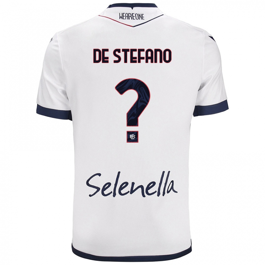 Bambino Maglia Nicolò De Stefano #0 Bianco Blu Reale Kit Gara Away 2024/25 Maglietta