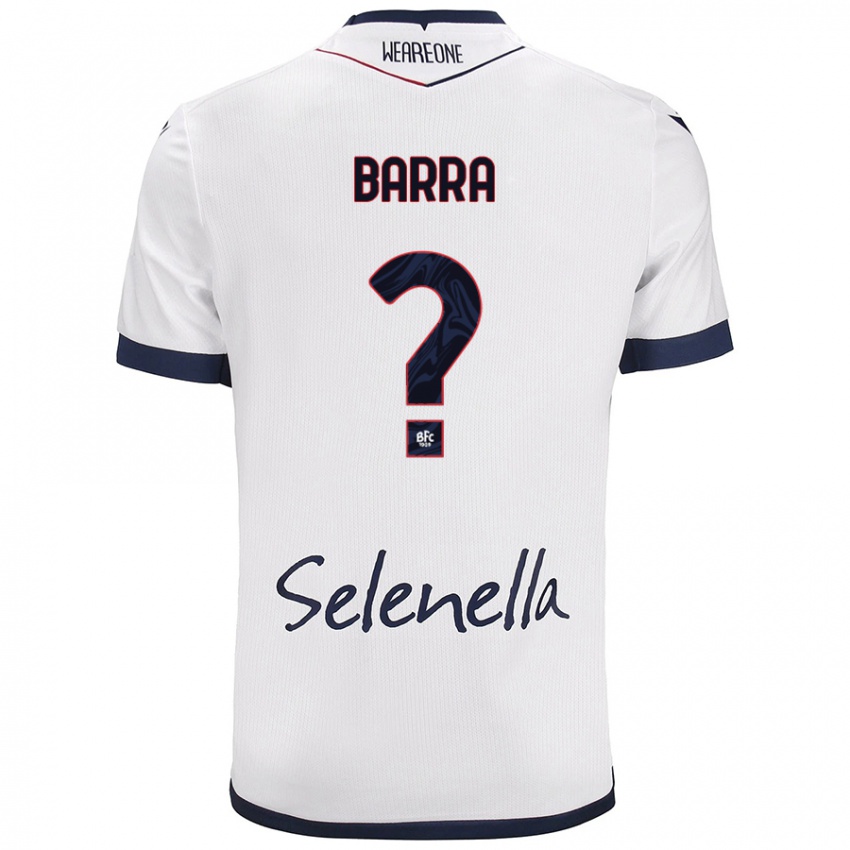 Bambino Maglia Edoardo Barra #0 Bianco Blu Reale Kit Gara Away 2024/25 Maglietta