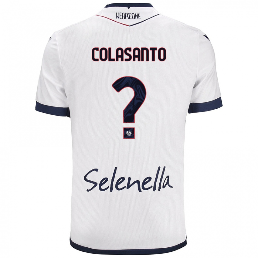 Bambino Maglia Pietro Colasanto #0 Bianco Blu Reale Kit Gara Away 2024/25 Maglietta