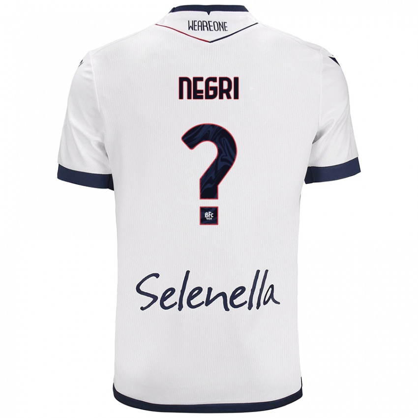 Bambino Maglia Simone Negri #0 Bianco Blu Reale Kit Gara Away 2024/25 Maglietta