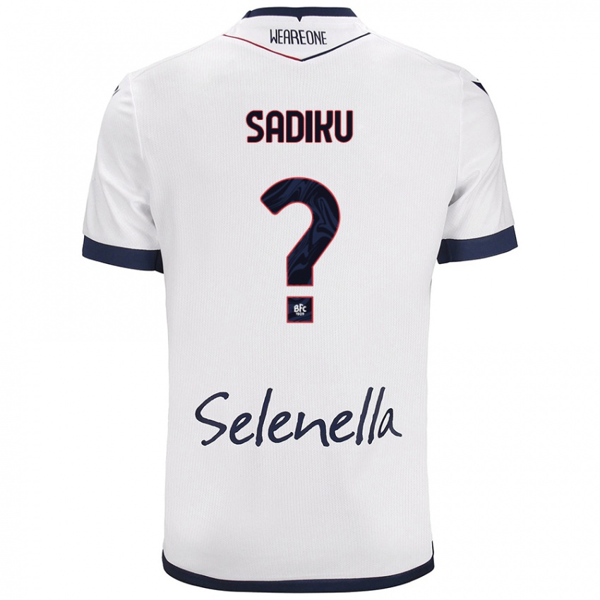 Bambino Maglia Bamir Sadiku #0 Bianco Blu Reale Kit Gara Away 2024/25 Maglietta