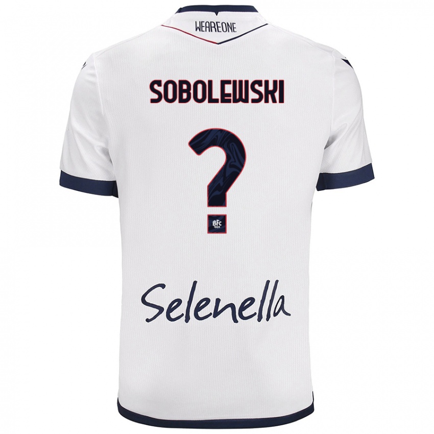 Bambino Maglia Konrad Sobolewski #0 Bianco Blu Reale Kit Gara Away 2024/25 Maglietta