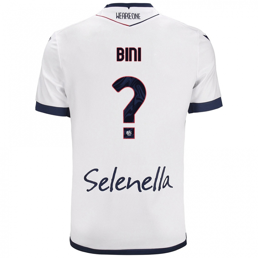 Bambino Maglia Cesare Bini #0 Bianco Blu Reale Kit Gara Away 2024/25 Maglietta