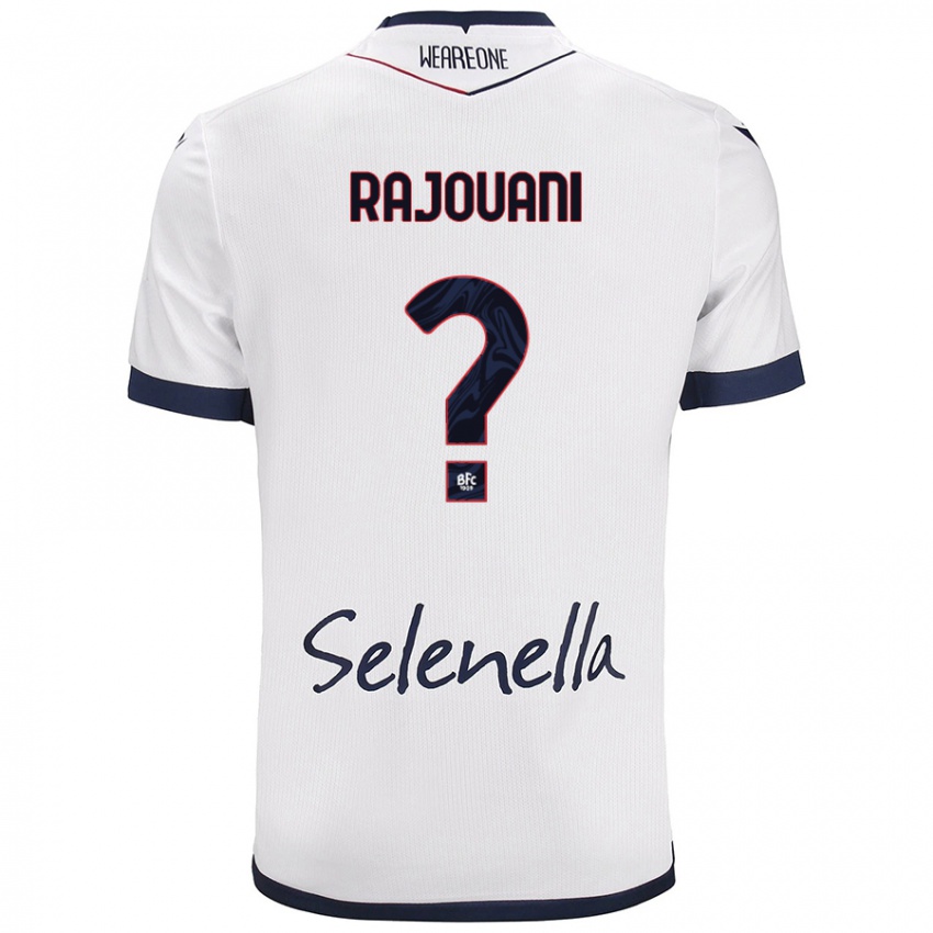 Bambino Maglia Yassir Rajouani #0 Bianco Blu Reale Kit Gara Away 2024/25 Maglietta