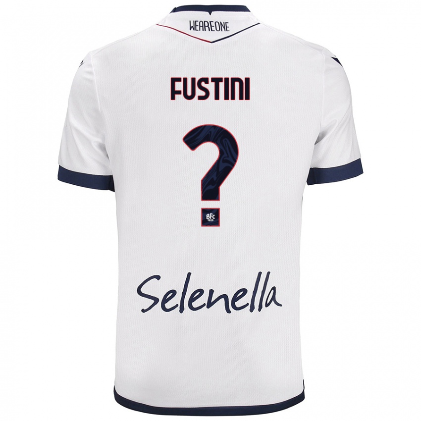 Bambino Maglia Kevin Fustini #0 Bianco Blu Reale Kit Gara Away 2024/25 Maglietta