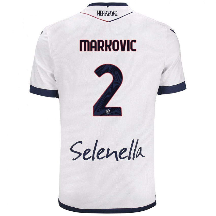 Bambino Maglia Petar Markovic #2 Bianco Blu Reale Kit Gara Away 2024/25 Maglietta