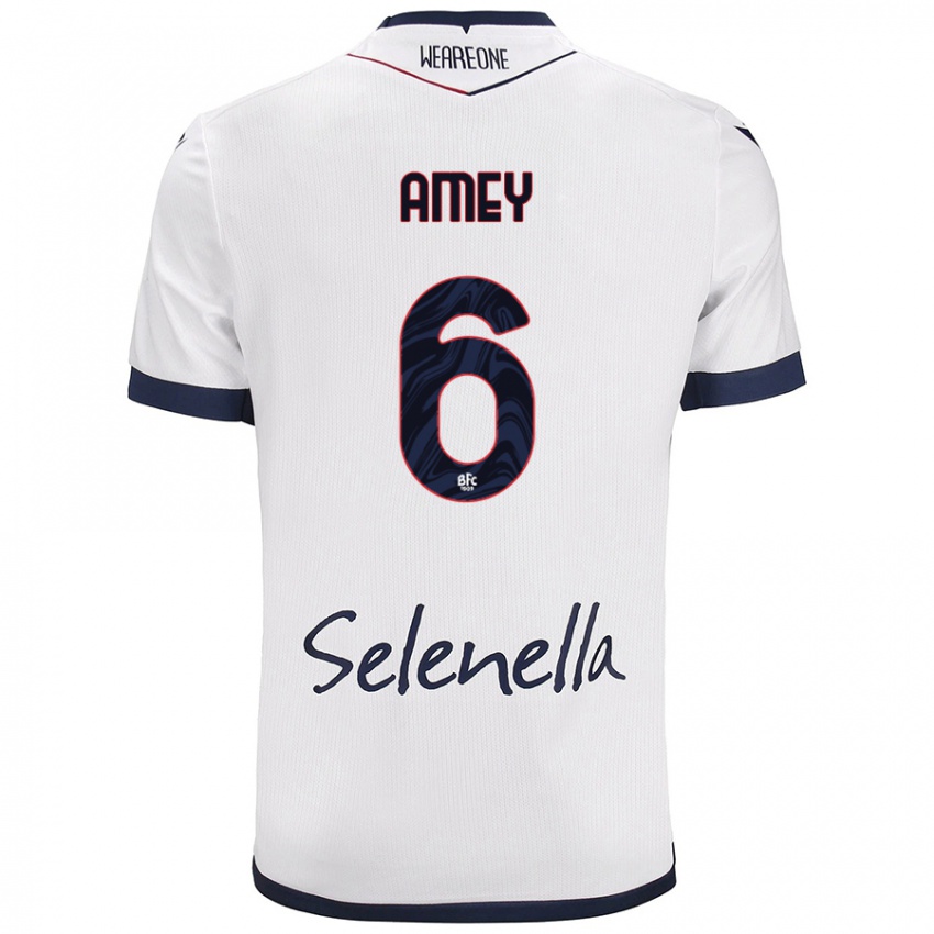 Bambino Maglia Wisdom Amey #6 Bianco Blu Reale Kit Gara Away 2024/25 Maglietta