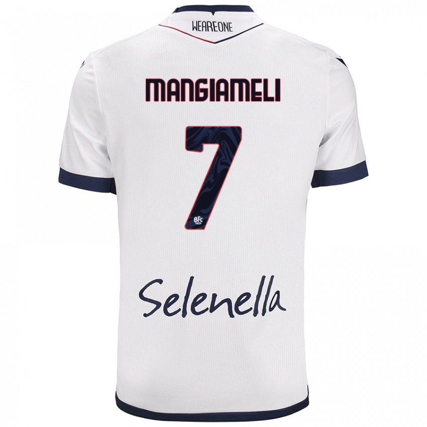 Bambino Maglia Federico Mangiameli #7 Bianco Blu Reale Kit Gara Away 2024/25 Maglietta