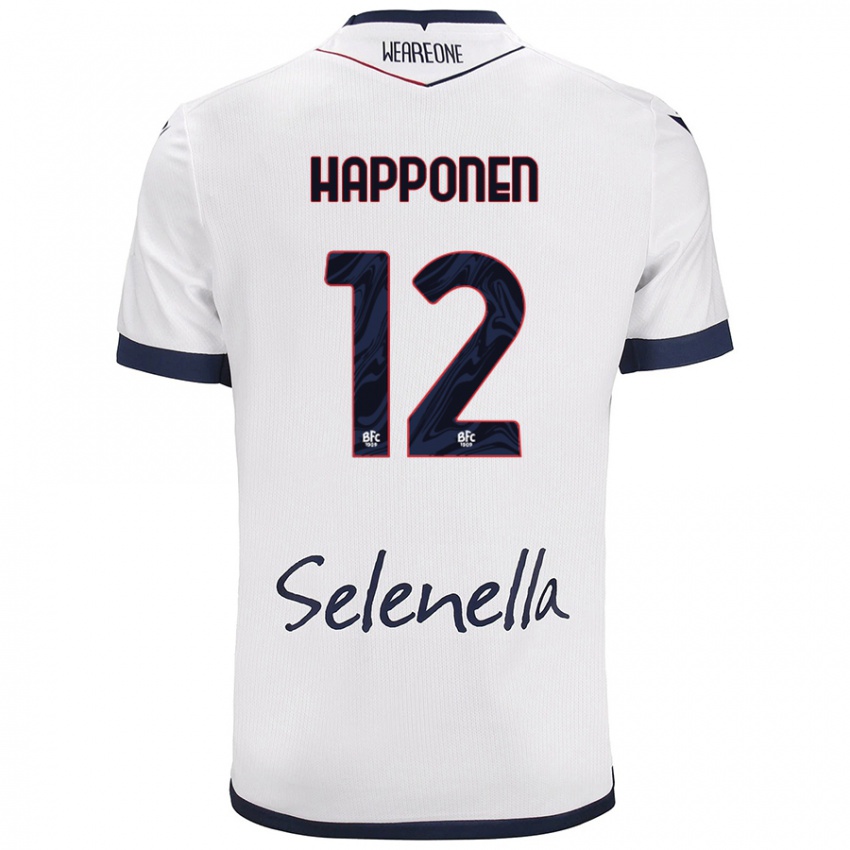 Bambino Maglia Ukko Happonen #12 Bianco Blu Reale Kit Gara Away 2024/25 Maglietta