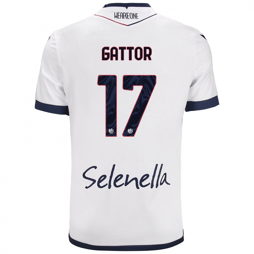 Bambino Maglia Gianluca Gattor #17 Bianco Blu Reale Kit Gara Away 2024/25 Maglietta