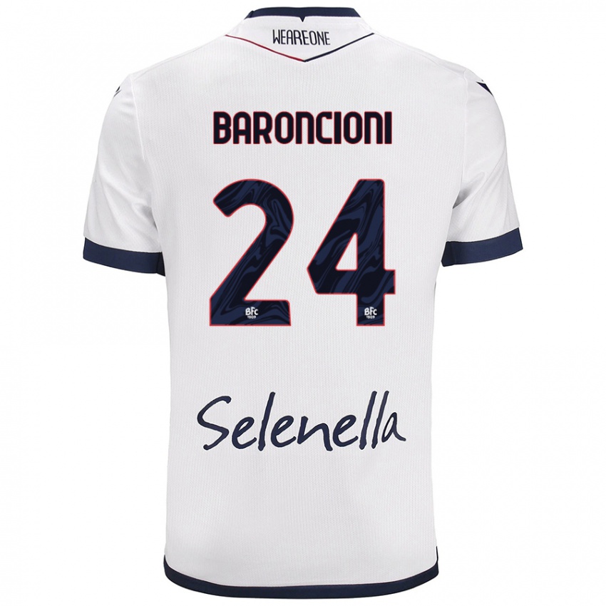 Bambino Maglia Davide Baroncioni #24 Bianco Blu Reale Kit Gara Away 2024/25 Maglietta