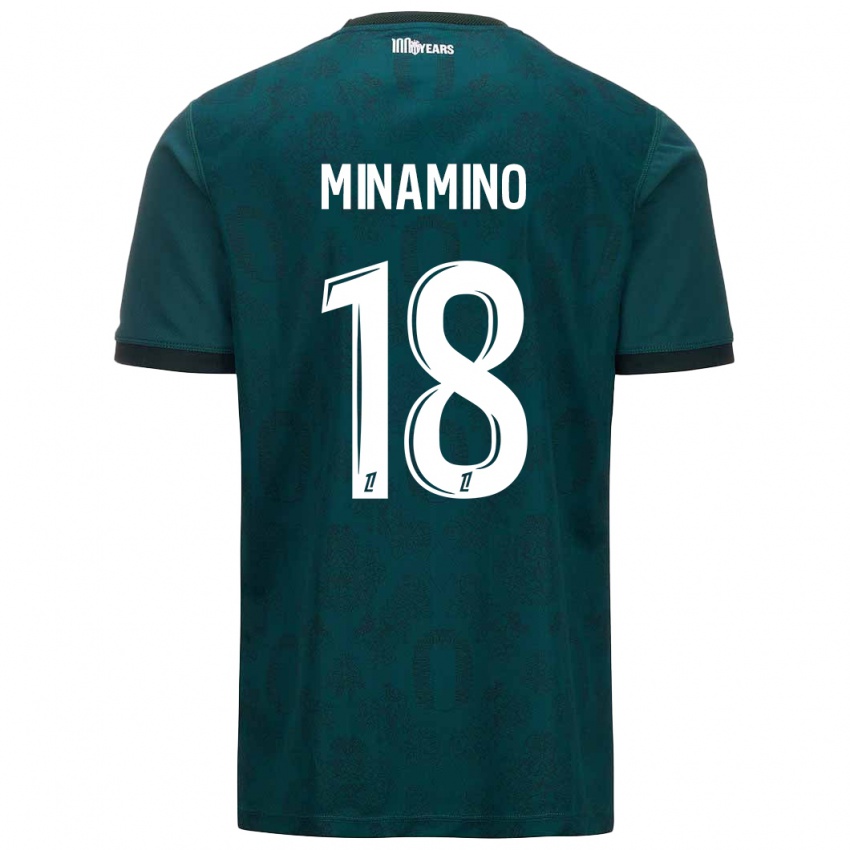 Bambino Maglia Takumi Minamino #18 Verde Scuro Kit Gara Away 2024/25 Maglietta