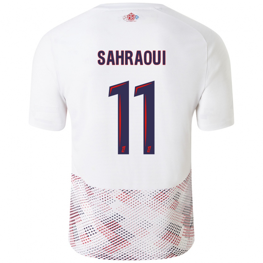 Bambino Maglia Osame Sahraoui #11 Bianco Blu Reale Kit Gara Away 2024/25 Maglietta