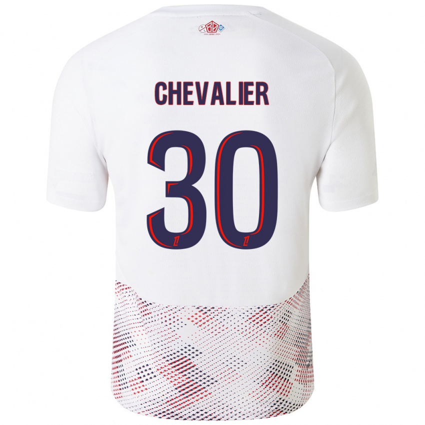 Bambino Maglia Lucas Chevalier #30 Bianco Blu Reale Kit Gara Away 2024/25 Maglietta