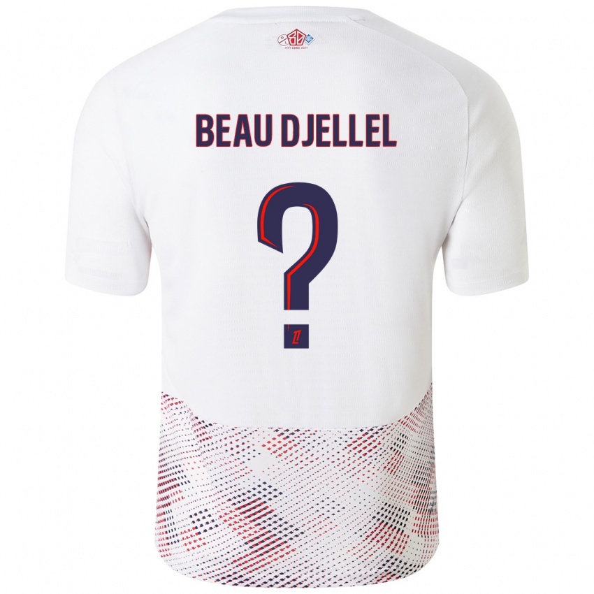 Bambino Maglia Yanis Beau Djellel #0 Bianco Blu Reale Kit Gara Away 2024/25 Maglietta