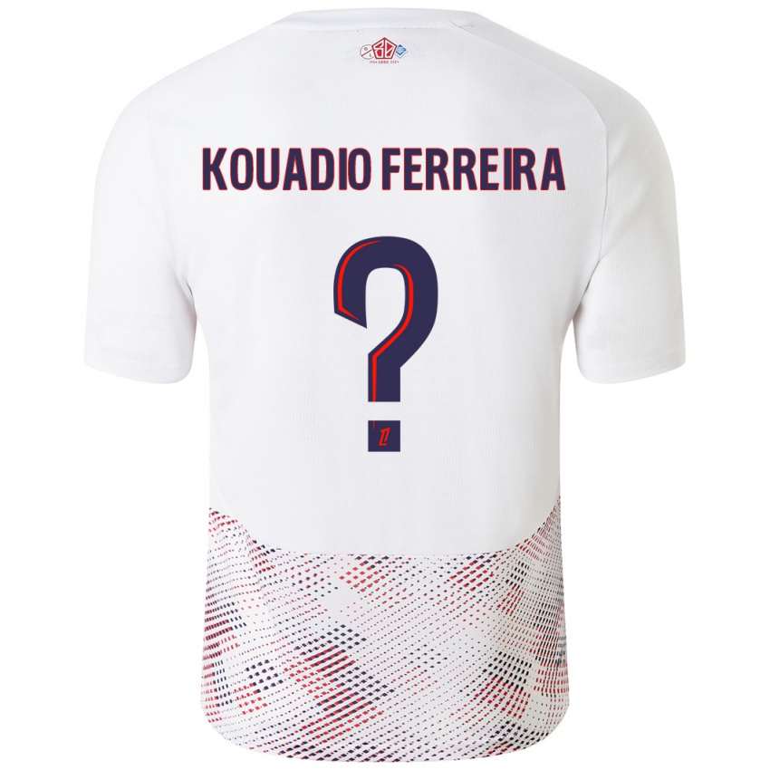 Bambino Maglia Wilfrid Kouadio Ferreira #0 Bianco Blu Reale Kit Gara Away 2024/25 Maglietta