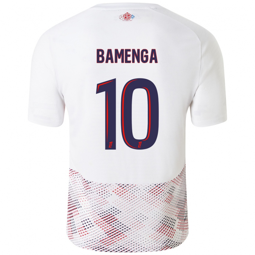 Bambino Maglia Naomie Bamenga #10 Bianco Blu Reale Kit Gara Away 2024/25 Maglietta