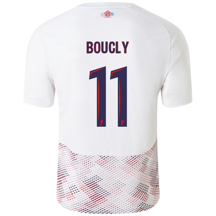 Bambino Maglia Maïté Boucly #11 Bianco Blu Reale Kit Gara Away 2024/25 Maglietta