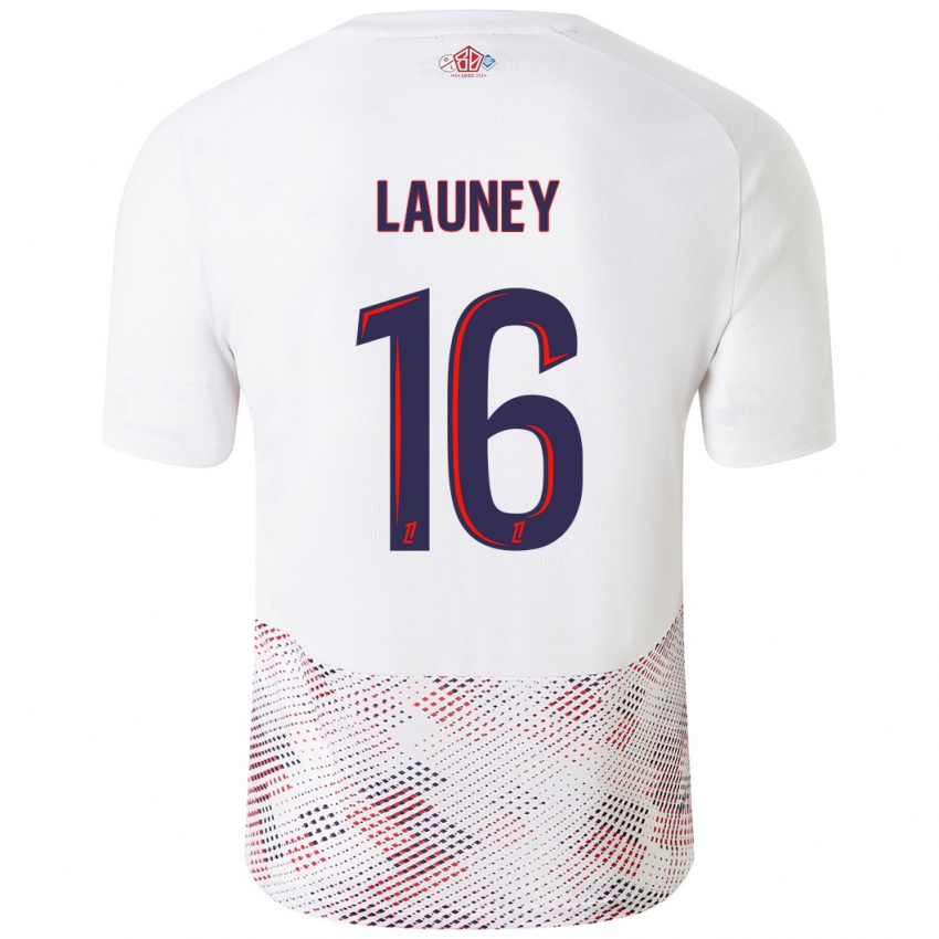 Bambino Maglia Elisa Launey #16 Bianco Blu Reale Kit Gara Away 2024/25 Maglietta