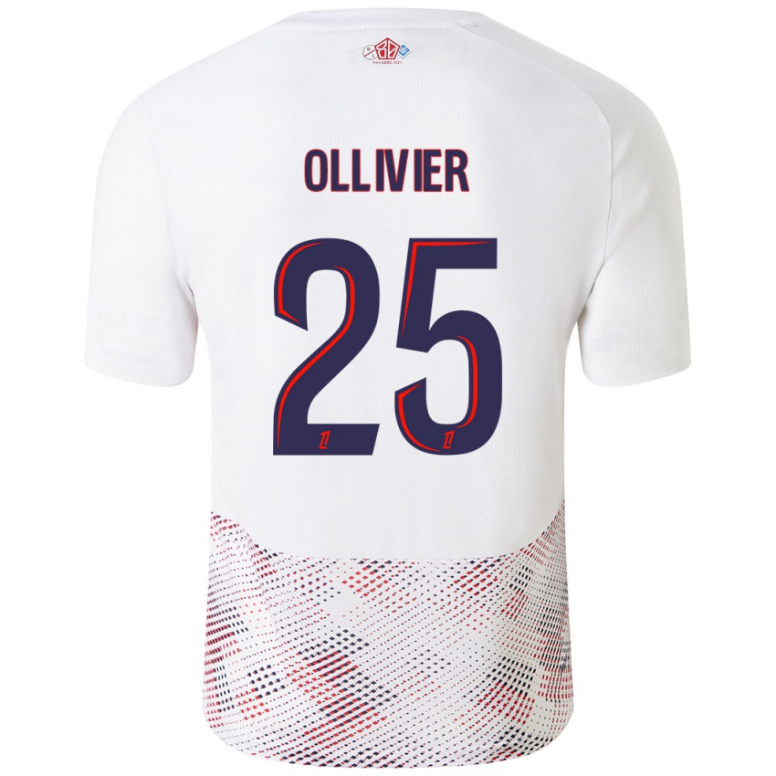 Bambino Maglia Agathe Ollivier #25 Bianco Blu Reale Kit Gara Away 2024/25 Maglietta