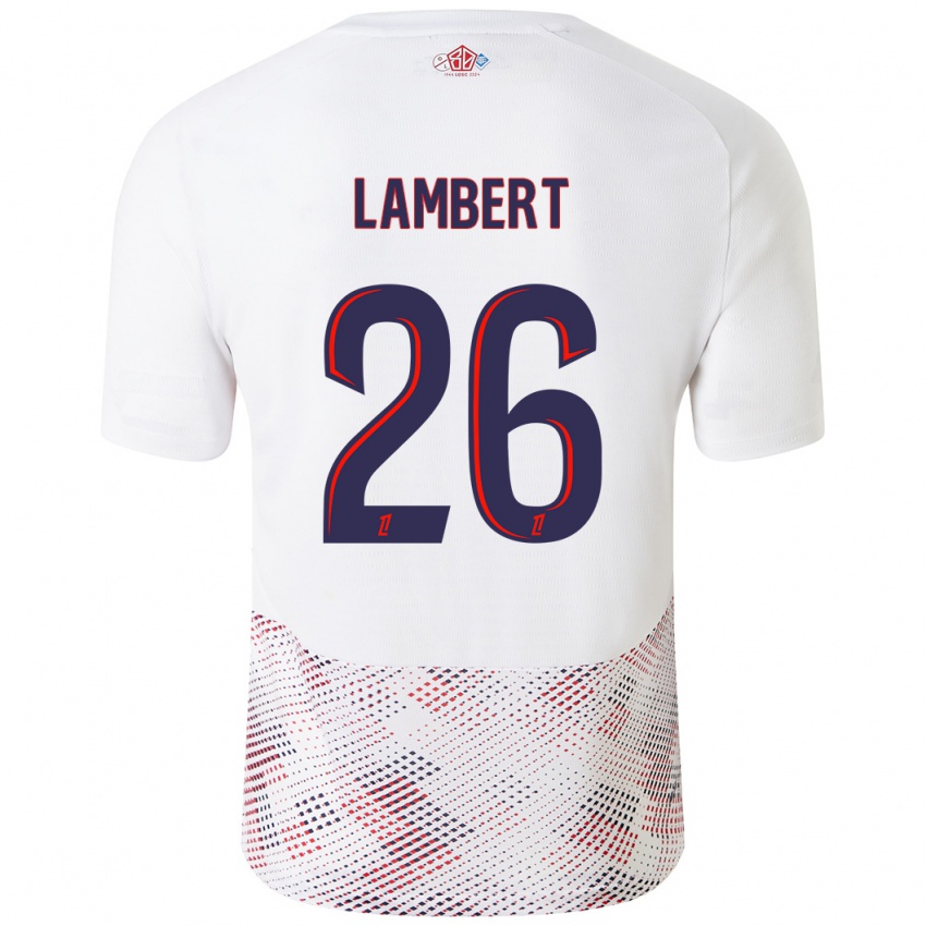 Bambino Maglia Anaïs Lambert #26 Bianco Blu Reale Kit Gara Away 2024/25 Maglietta