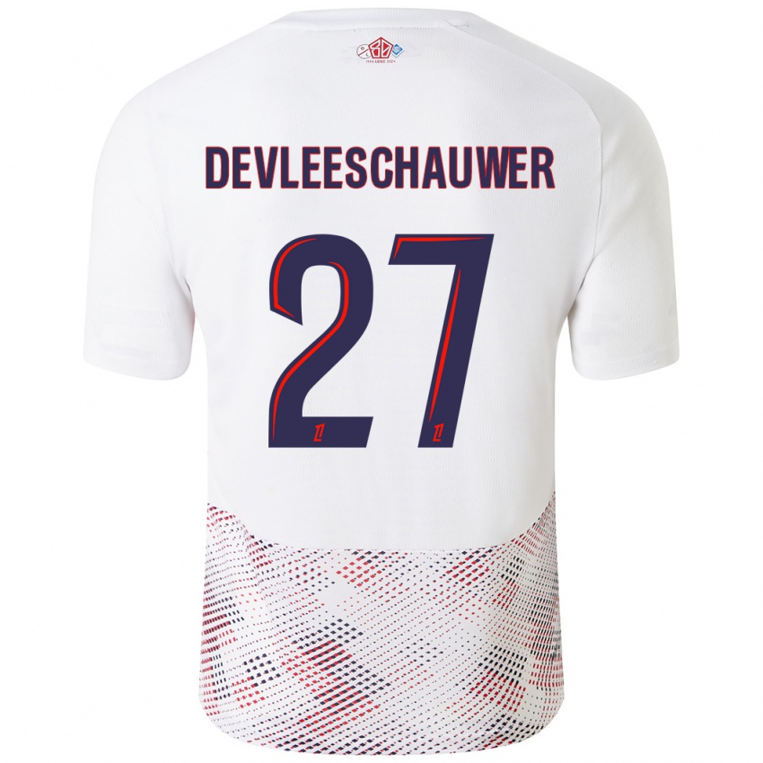 Bambino Maglia Gwenaëlle Devleeschauwer #27 Bianco Blu Reale Kit Gara Away 2024/25 Maglietta