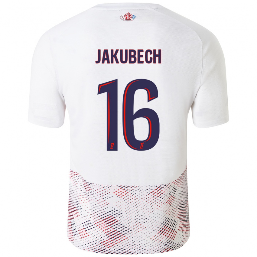 Bambino Maglia Adam Jakubech #16 Bianco Blu Reale Kit Gara Away 2024/25 Maglietta