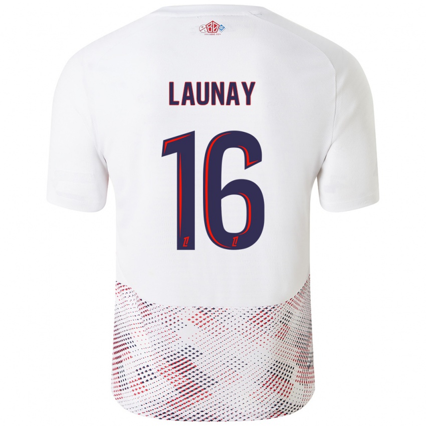 Bambino Maglia Elisa Launay #16 Bianco Blu Reale Kit Gara Away 2024/25 Maglietta