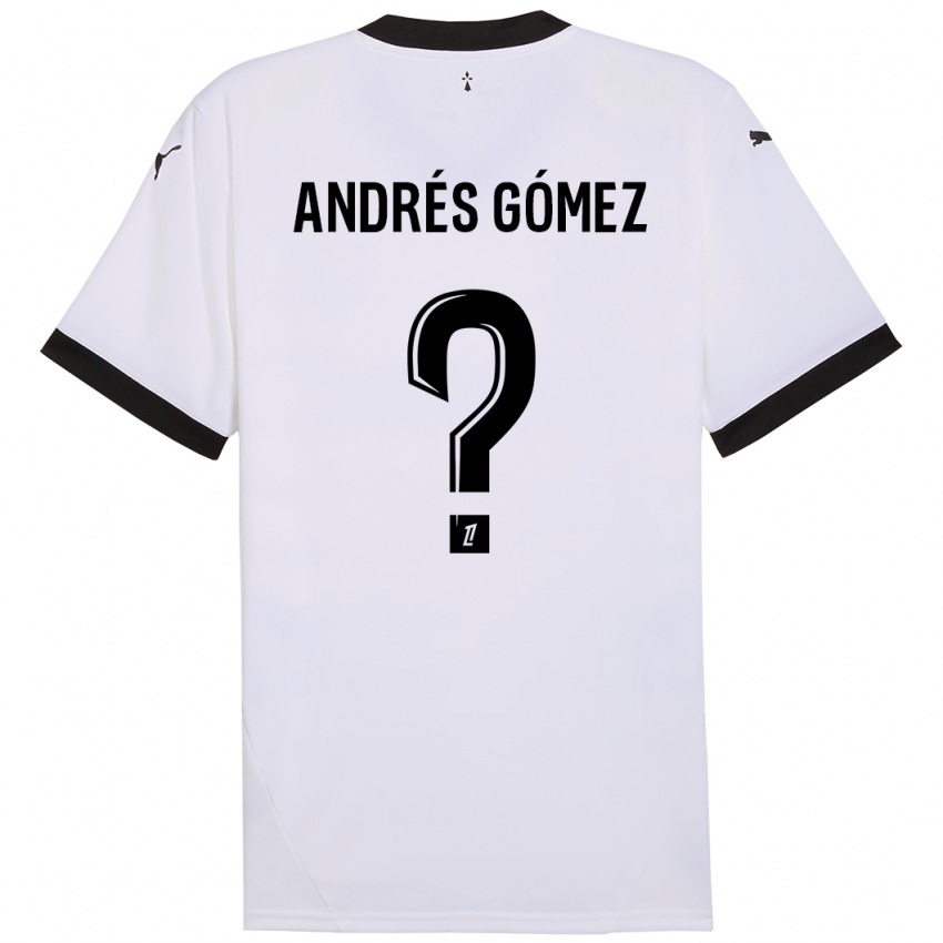 Bambino Maglia Carlos Andrés Gómez #0 Bianco Nero Kit Gara Away 2024/25 Maglietta