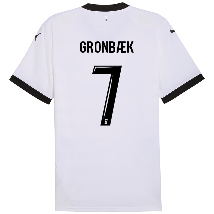 Bambino Maglia Albert Grønbaek #7 Bianco Nero Kit Gara Away 2024/25 Maglietta