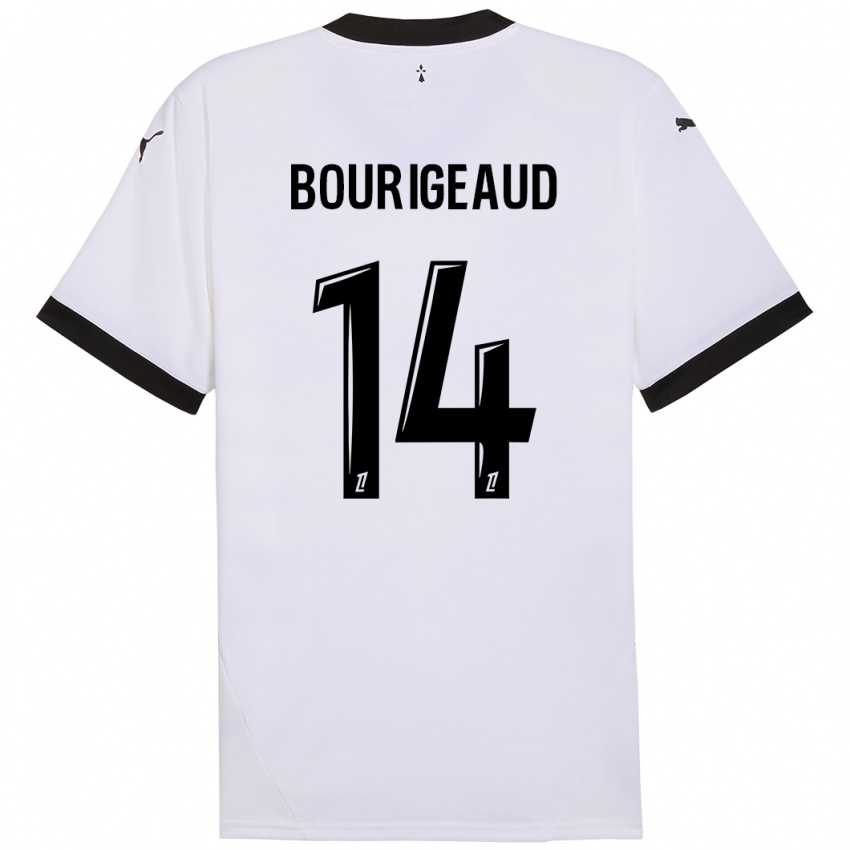 Bambino Maglia Benjamin Bourigeaud #14 Bianco Nero Kit Gara Away 2024/25 Maglietta