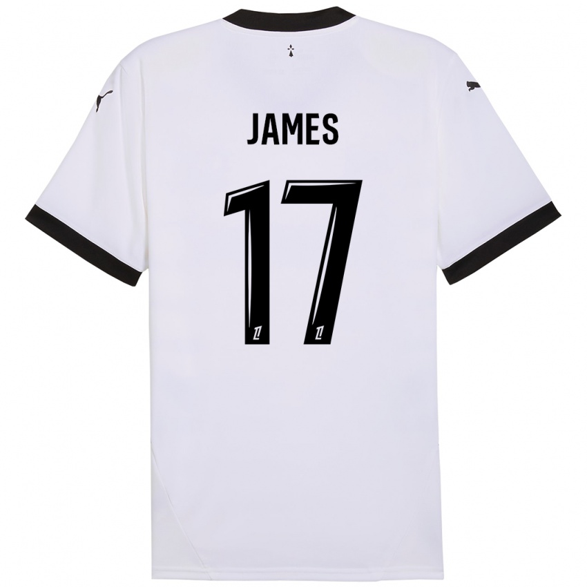 Bambino Maglia Jordan James #17 Bianco Nero Kit Gara Away 2024/25 Maglietta