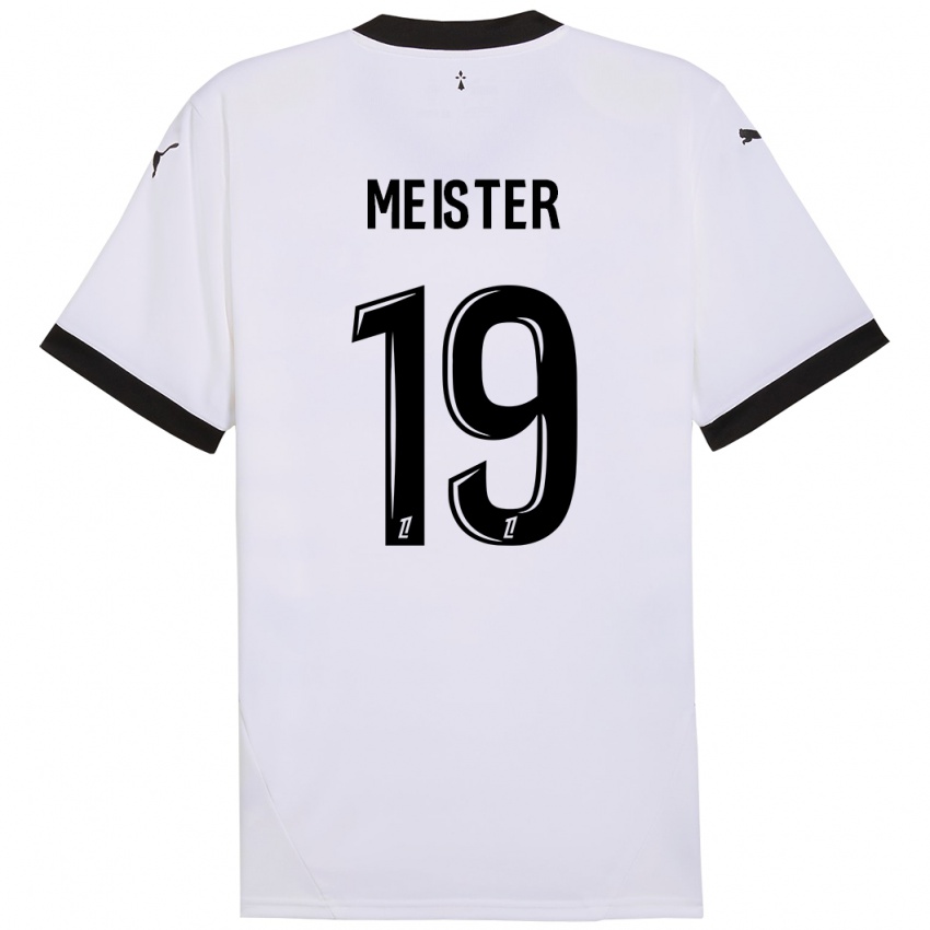 Bambino Maglia Henrik Meister #19 Bianco Nero Kit Gara Away 2024/25 Maglietta