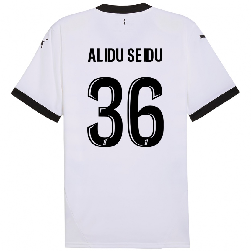 Bambino Maglia Alidu Seidu #36 Bianco Nero Kit Gara Away 2024/25 Maglietta