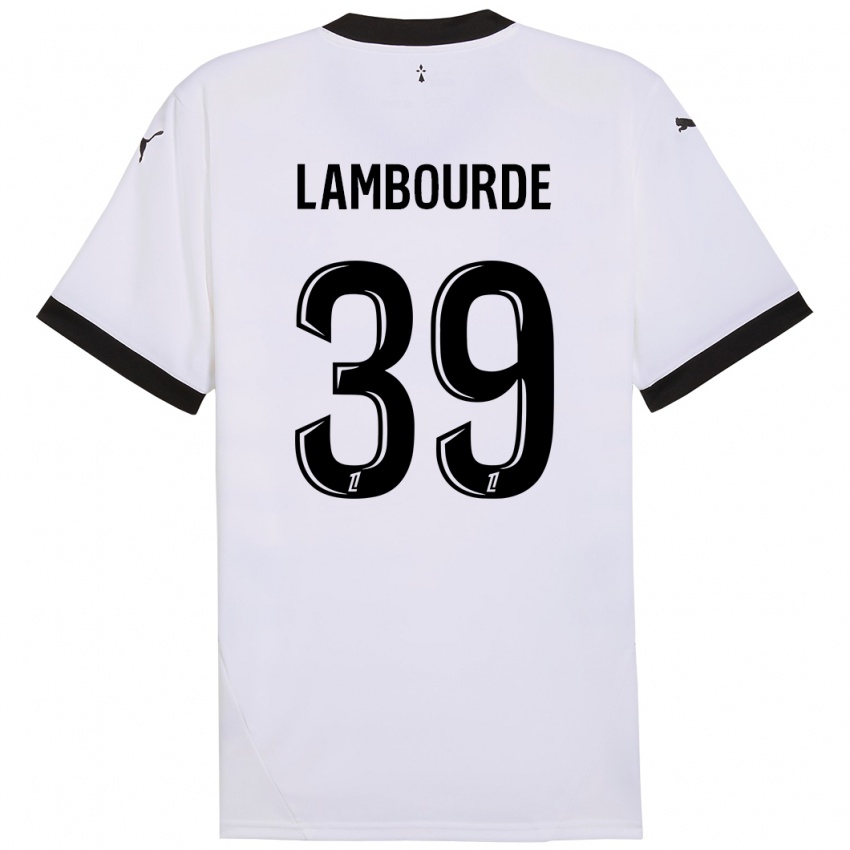 Bambino Maglia Mathis Lambourde #39 Bianco Nero Kit Gara Away 2024/25 Maglietta