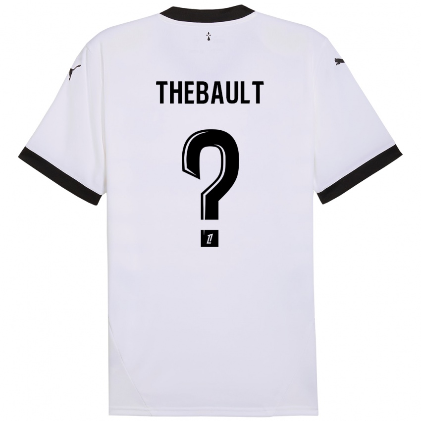 Bambino Maglia Yaël Thébault #0 Bianco Nero Kit Gara Away 2024/25 Maglietta