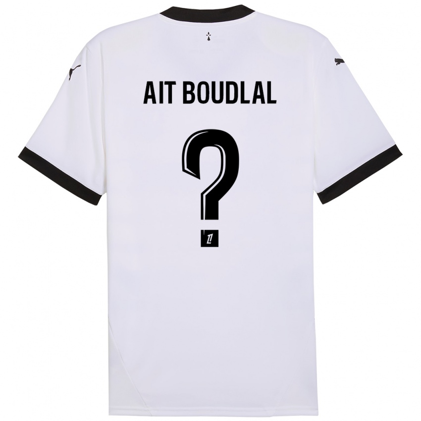 Bambino Maglia Abdelhamid Ait Boudlal #0 Bianco Nero Kit Gara Away 2024/25 Maglietta