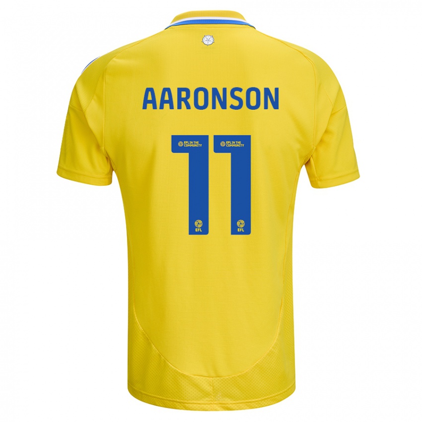 Bambino Maglia Brenden Aaronson #11 Giallo Blu Kit Gara Away 2024/25 Maglietta